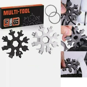 Stainless Multi-Tool 18-in-1 Snowflake Shape Multi-Function Wrench Key Chain(UK) - Picture 1 of 8