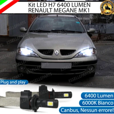 KIT LAMPADE ANABBAGLIANTI LED RENAULT MEGANE MK1 H7 6000K XENON BIANCO - Immagine 1 di 4