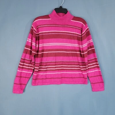 Studio Works Women's Pullover Sweatshirt Mock Neck Pink Stripe Size PL - Image 1 of 4