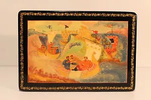 VINTAGE RARE BEAUTIFUL USSR RUSSIA HAND PAINTING LACQUER JEWELRY BOX "Mstera" - Picture 1 of 12