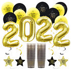 Happy New Year Silvester Neujahr 2022 Deko Set - Ballons Girlanden Trinkbecher