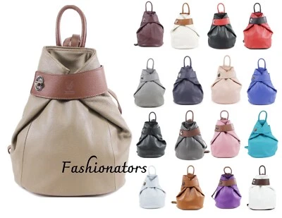 FASHIONATORS Neu Damen Weicher Lederrucksack Vera Pelle Rucksack Damen Schule Fitness-Taschen UK