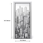 Black and white City Door Decal Hand Drawing Peel & Stick  sticker Decor
