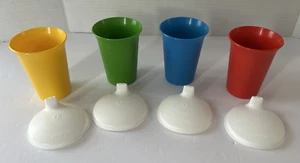 Tupperware Sippy Cup #109 with Lids #2549 Set of 4 Red Green Yellow Blue - Picture 1 of 9