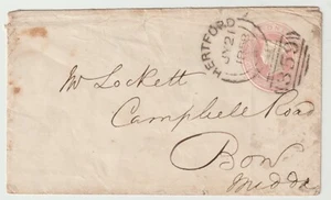 1858 HERTFORD SIDEWAYS DUPLEX SU 1d ROSA CANCELLERIA POSTALE INVIO A LOCKETT A PRUA - Foto 1 di 2