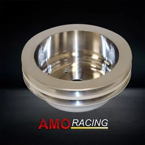 2 Groove LWP Long Water Pump Crankshaft Pulley Aluminum Fits SBC Chevy 283 350 - Picture 1 of 5