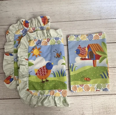 Travesseiro de viagem infantil fronhas pássaros borboleta peixe natureza conjunto de 3 - Imagem 1 de 4