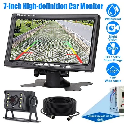 7" Backup Camera and Monitor HD Car Rear View Night Vision Parking Reverse Kit - Image 1 of 4