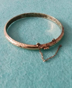 Vintage Sterling Silber Armband goldfarben 925 geätzt mit Sicherheitskette - Bild 1 von 8