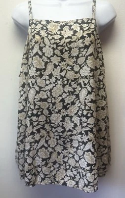 Old Navy Women's XL Geo Printed Square Neck Cami Top Black Beige Sleeveless Tank - Image 1 of 4