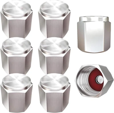 Tapas de vástago de válvula de neumático de latón 8 piezas - Cubierta de vástago de vástago de neumático de metal con junta tórica de goma, hexagonal Foto 1 de 4