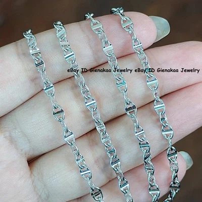 Collar de eslabones de anclaje de 3,4 mm de cadena de platino 950 puro PT950 para hombre 17,6 g/23,6 pulgadas Foto 1 de 4