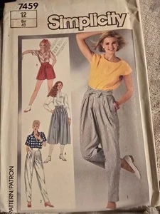 7459 Vintage Simplicity Sewing Pattern Misses Loose Fitting Pants Culottes Short - Picture 1 of 2