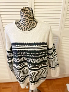 Suéter para mujer Calvin Klein grande negro estampado geométrico cuello redondo logotipo dorado LS - Imagen 1 de 8