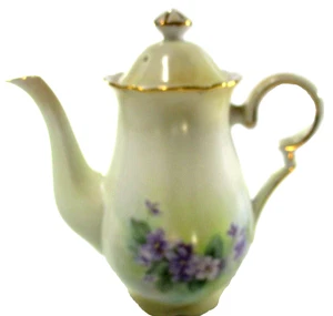 Teapot For 2 Handled Decorative Floral Pattern Handpainted Gold Leafed 1.125L - Foto 1 di 9