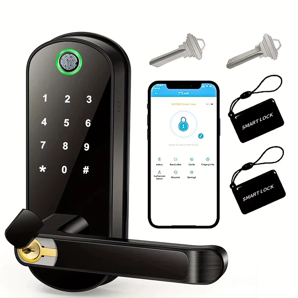Smart Fingerprint Door Lock App Remote Keyless WIFI Digital Touchscreen Lock NFC - Image 1 of 4