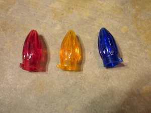 VINTAGE 3 blau-rot-gelbe Weihnachtsbeleuchtung 1 Tab Kunststoff geriffelt Kegel Gehäuse - Bild 1 von 7