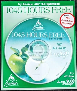 GREEN APPLE America Online Collectible / Install Disc, AOL CD Version 9.0! - Picture 1 of 2