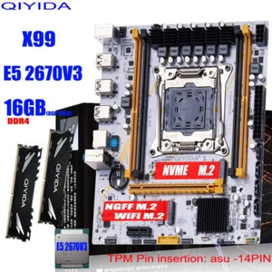 QIYIDA X99 Motherboard Kit Xeon E5 2670 V3 CPU 16GB DDR4 RAM NVME TPM M-ATX - Photo 1/7