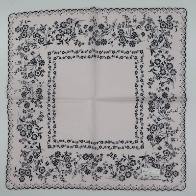 Polo Ralph Laurent Rosa Claro Flor Pañuelo Logo Algodón Bufanda 15.5"x15.5" Foto 1 de 4