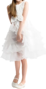 Abito da Comunione Bambina Elodie Bianco con Fiore 3D, Elegante e Confortevole - Imagen 1 de 4