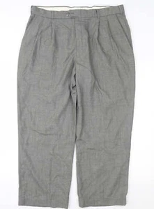Haggar Mens Grey Polyester Blend Trousers Size W38 L27 - Picture 1 of 12