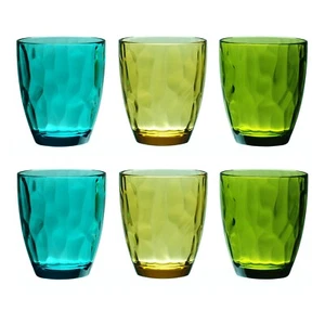 QG 14oz BPA Free Acrylic Plastic Water Cup Glass Tumbler Assorted Color Set of 6 - Picture 1 of 2