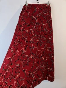 Long Skirt Burgundy Floral Vintage Gypsy Retro Bohemian Peasant Size 18 Maxi - Picture 1 of 10
