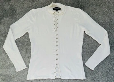 Louise FD Vintage Jumper 90s Y2K Fine Knit Cut-Out Silk Wool Cotton Italy Size U - Image 1 of 4