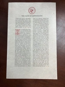 Medical Print: The Oath of Hippocrates – 17″ x 11″ (Unframed) GIFT FOR DOCTORS - Picture 1 of 1
