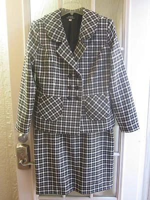 Giorgio Sant' Angelo черный и белый чеки Blazer юбка костюм женщин 12 новый с Ярлыками  - Изображение 1 из 4