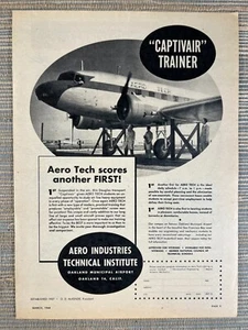 Aero Industries Tech Institute Captivair Oakland CA 1948 Vintage Print Ad - Picture 1 of 1
