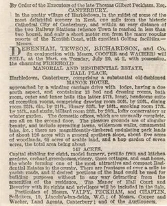 1909 Hall Place Estate Harbledown Canterbury For Sale - Picture 1 of 1