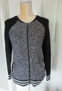 American Eagle Full zipper Cardigan Black white Sweater size S - Picture 1 of 4