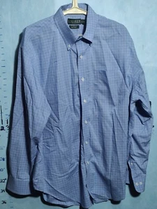 Lauren Ralph Lauren Button Shirt Mens XL 17.5 34/35 Blue Gingham Check Classic - Picture 1 of 11