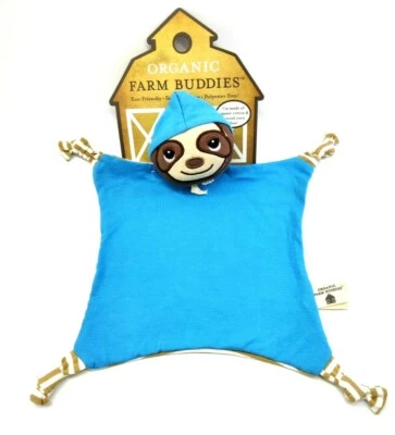Blankie Supersonic Sergio Organic Farm Buddies Blue Sloth Baby Lovey Foto 1 de 4