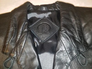 Jacqueline Ferrari Black Leather Jacket Size L/XL Free Shipping - Picture 1 of 12