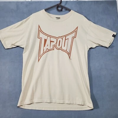 Tapout Shirt Size Medium Brown Tan White Y2K Huge Spellout On Both Sides MMA - Image 1 of 4
