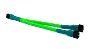 Shakmods 3 pin Fan Y Splitter 20cm Green Sleeved Extension Cable UK First Class - Picture 1 of 3