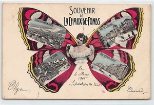 Suisse - LA CHAUX-DE-FONDS (NE) Femme Papillon Butterfly Butterfly - Ed. Jea - Picture 1 of 2