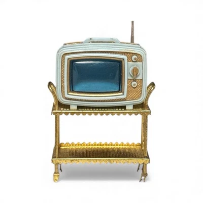 IDEAL Petite Princess Patti RARE TV on Metal Cart Dollhouse Miniatures - Image 1 of 4