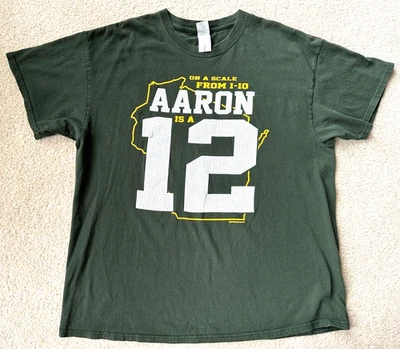 Camiseta para hombre Green Bay Packers Wisconsin Aaron Rodgers #12 algodón verde XL Foto 1 de 4