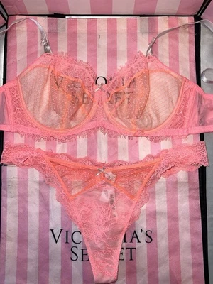 Sutiã Victoria's Secret Dream Angels 36DD grande cílios fio dental de renda - Imagem 1 de 4