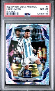 2024 Panini Prizm Conmebol Copa América #1 Lionel Messi Pulsar Argentina PSA 8 - Imagen 1 de 5