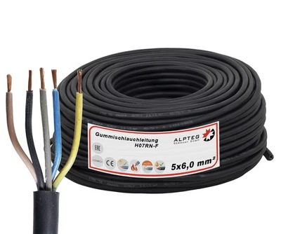 ALPTEG Gummikabel H07RN-F 5x6,0mm² sehr robust Baustellenkabel Gummileitung Meterware