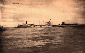 Congo Albertville Bateaux Amarrés le Long de la Jetée Vintage Postcard B274 - Picture 1 of 2