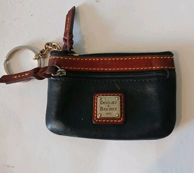 Dooney & Bourke Leder schwarz Geldbörse mit Schlüsselring 4,5 Zoll - Bild 1 von 4