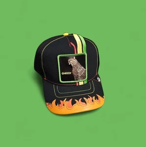 Cappello snapback Goorin Bros The Farm sovralimentato Cheetah Cheesy Trucker fiamme nuovo con etichette - Foto 1 di 10