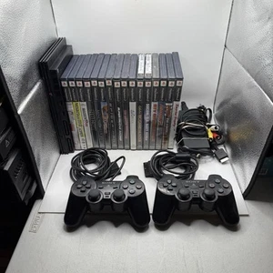 Sony PlayStation 2 PS2 Slim (SCPH-79001) Schwarz Spielekonsole Bundle 16 Spiele! - Bild 1 von 18