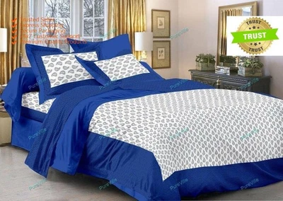 Modern Desginer Floral Printed Cotton Double Bed Sheet With 2 Pillow Cover - Image 1 of 4